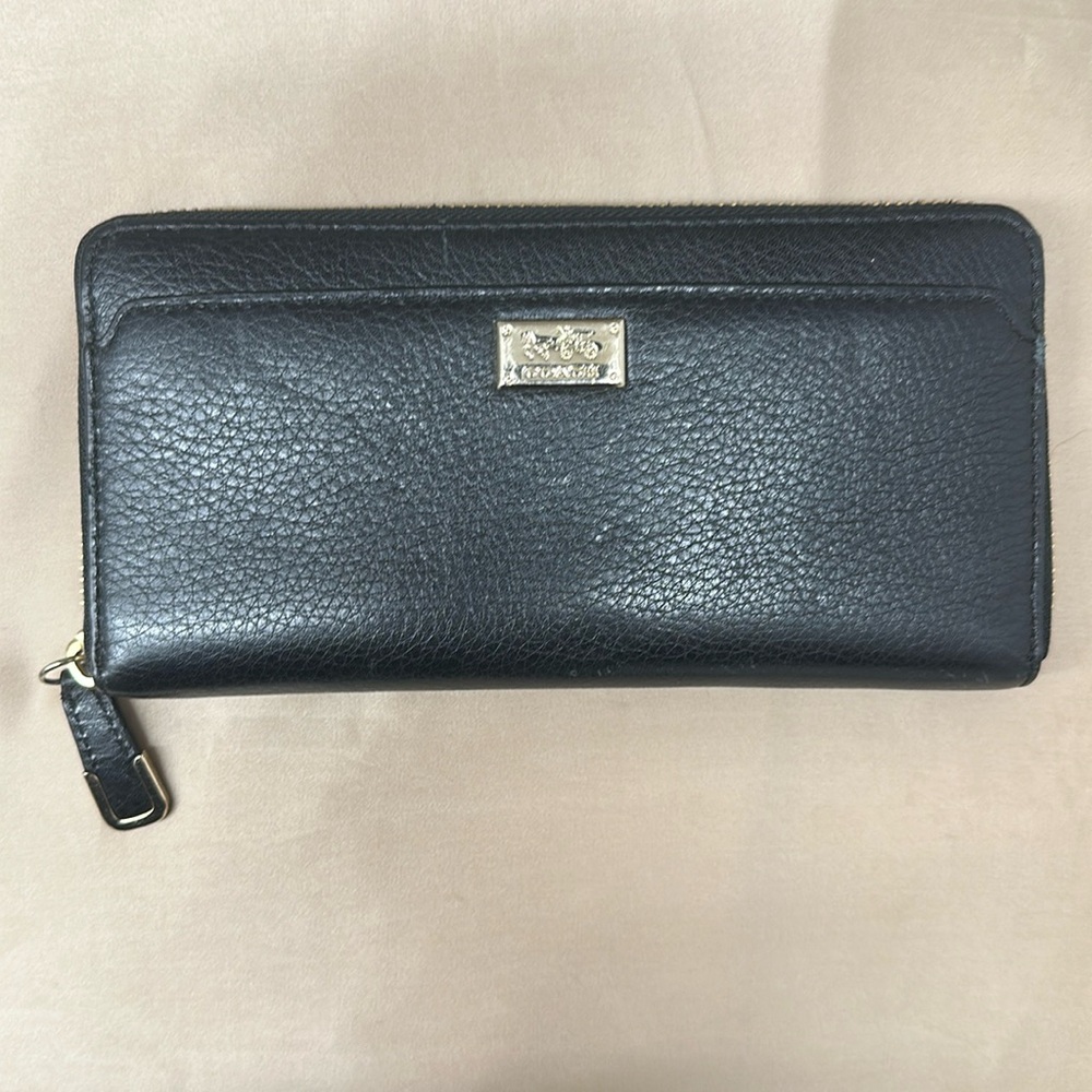 Black leather coach wallet